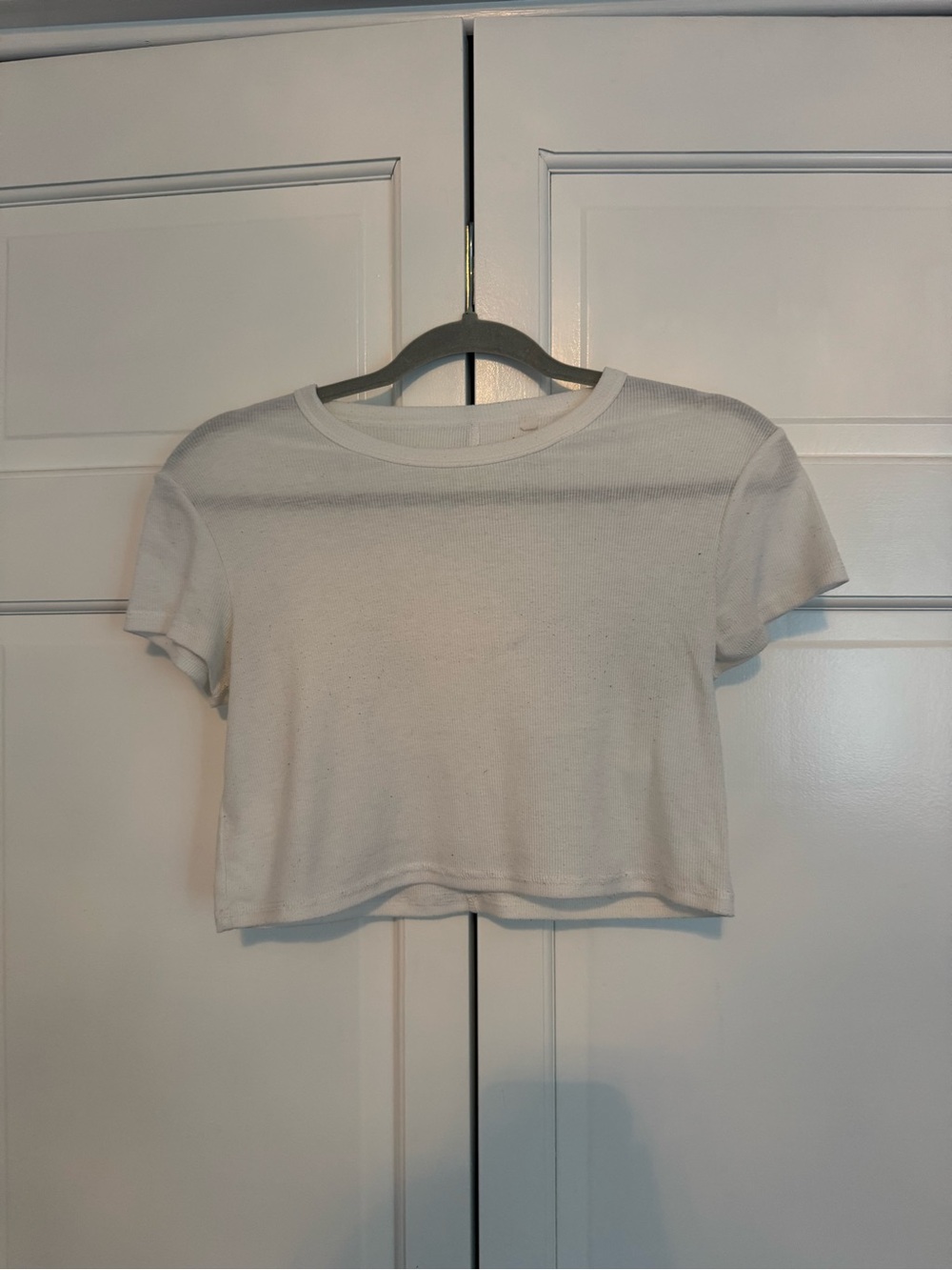 PacSun Women's White Cropped Ribbed Tee | Size S